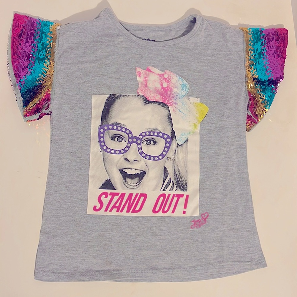 Jojo Siwa Stand Out Sequin Sleeve 6/6X T-shirt Nickelodeon